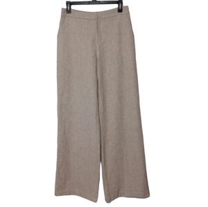 Bevello Beau tissu wool blend wide leg trouser in oatmeal